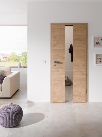 Modell Vitrum 2, europ. Eiche astig Roheffekt Cascade, Glas ESG mento blank, Motiv mattiert